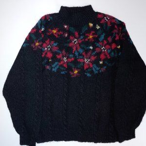 Women’s LL Bean Mohair Poinsettia Sweater, Size Medium, Excellent Condition